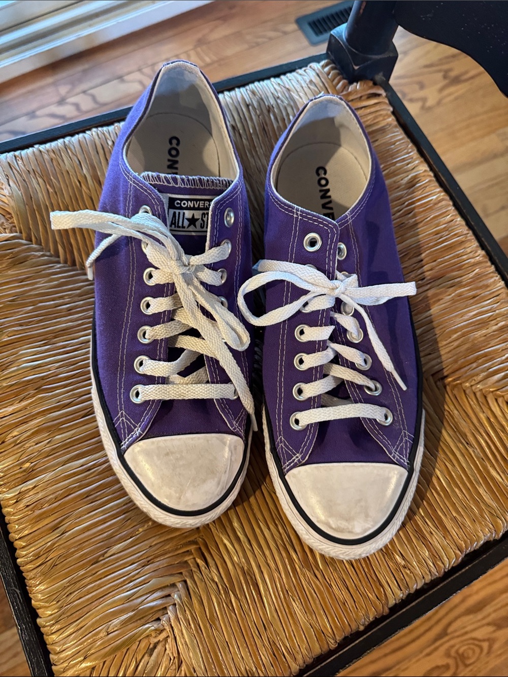 Converse Purple Low Top Canvas Sneakers with White Laces